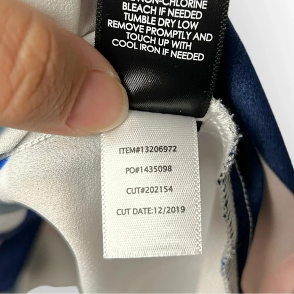 Torrid Blue Geo Peplum Georgette Button-Front Tie-Front Blouse  4 - Picture 7 of 7